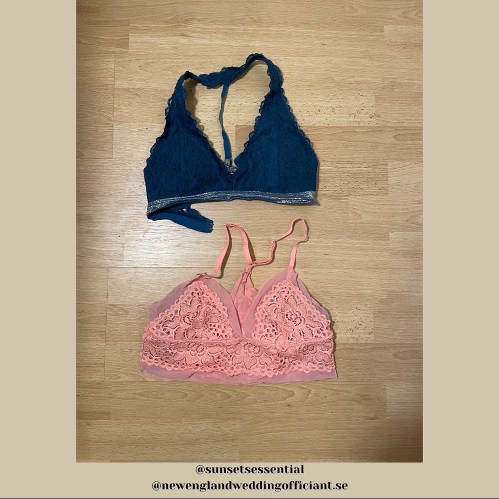 American Eagle Bralette Bundle Dark Teal & Peach